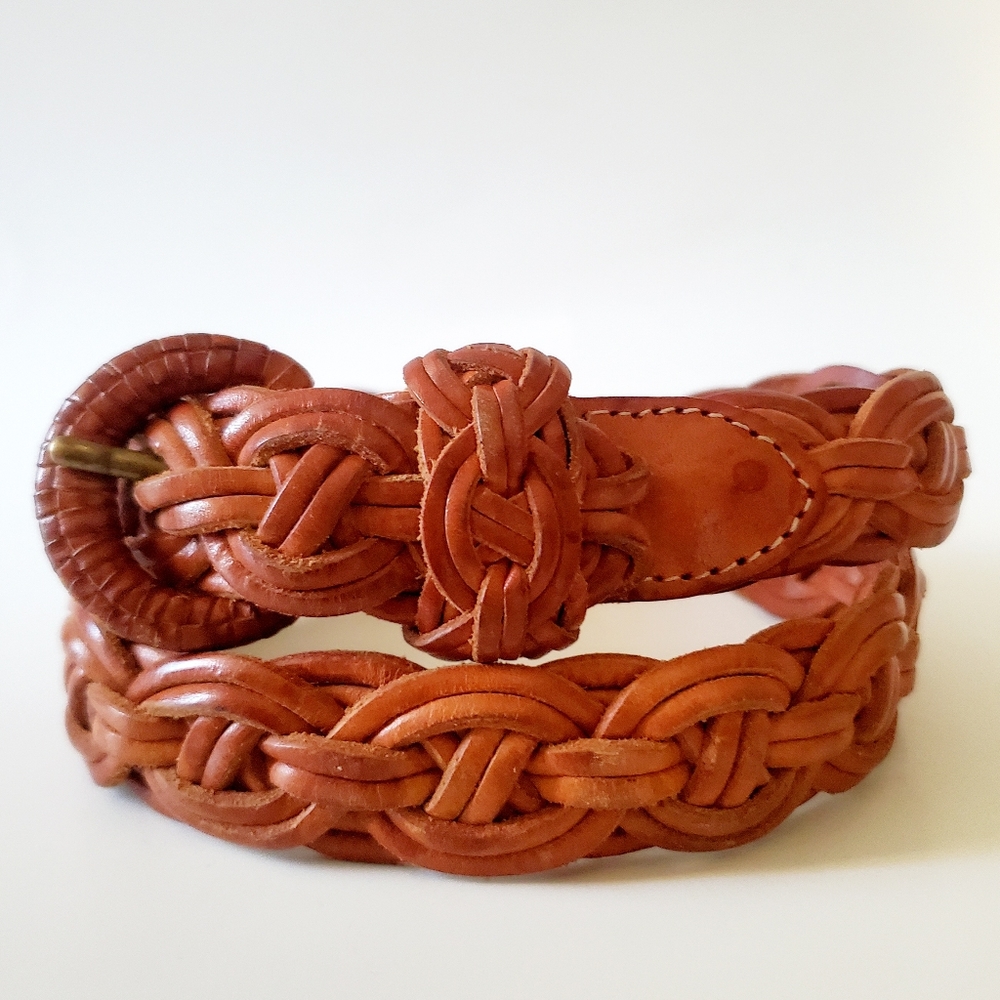 Boho Western Genuine Leather Woven Braided Belt Adjustable Made in Turkey